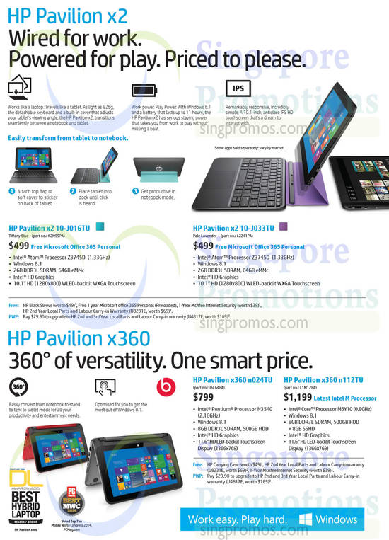 Pavilion x2, x360 Notebooks