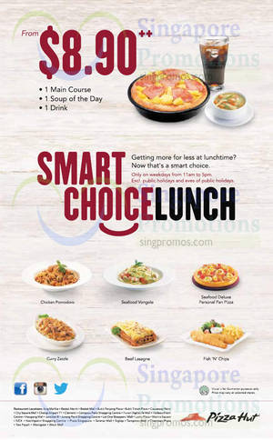 Featured image for Pizza Hut From $8.90 Smart Choice Lunch (Weekdays) 1 Apr 2015