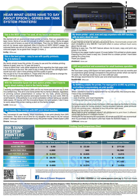 Printer Features, Printing Cost Comparison Test