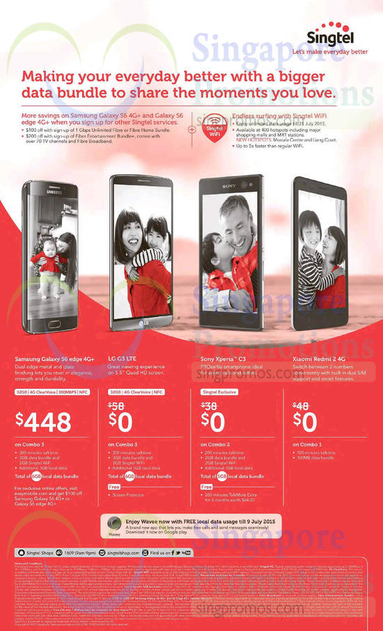 Samsung Galaxy S6 Edge, LG G3, Sony Xperia C3, Xiaomi Redmi 2
