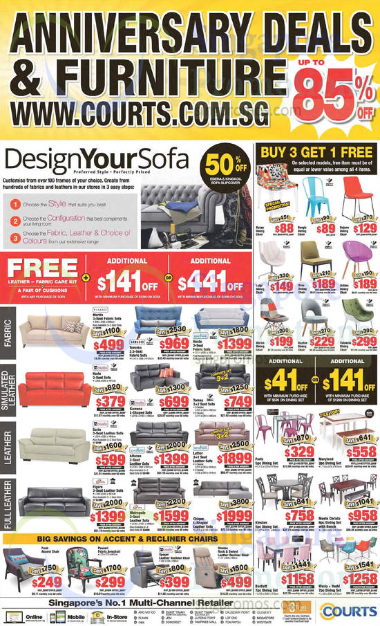 Sofa Sets Leather, Fabric, Recliner Chairs, Dining Sets, Dining Chairs, Nicollo, King Koil, HTL, Armadio, Dynamic