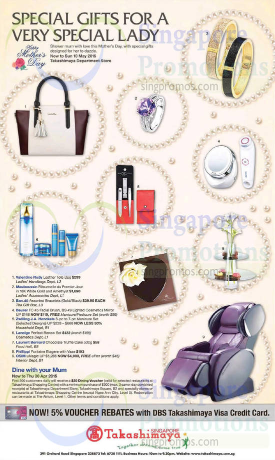 Takashimaya Mothers Day Gifts 24 Apr 2015