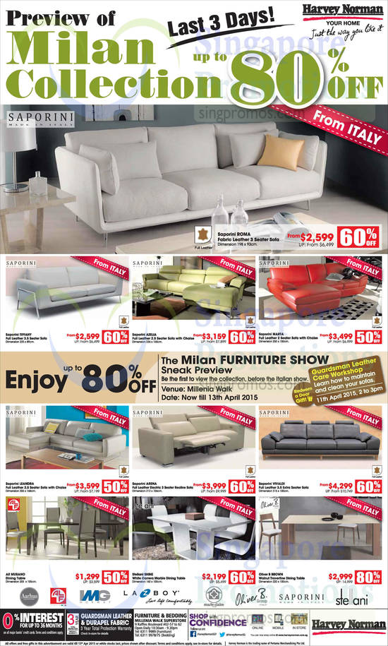 (Till 13 Apr) Sofa Sets, Dining Tables, Aarhus, ALF, IMG, Lazboy, Marie Claire, Oliver B, Saporini, Stellani