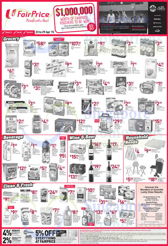 (Till 29 Apr) Groceries, Beverages, Wines, Household Needs, Household Cleaning Products