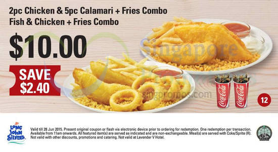 (12) 10.00 2pc Chicken, 5 pc Calamari, Fries Combo, Fish n Chicken, Fries Combo