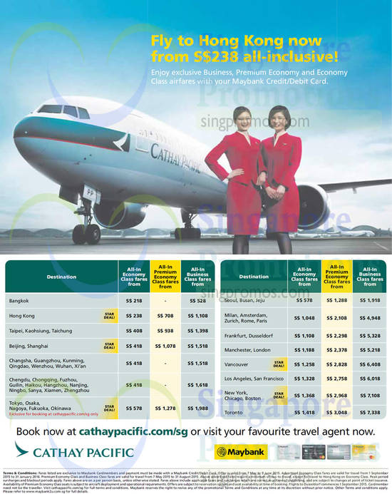 20 May Selected Destinations Airfares