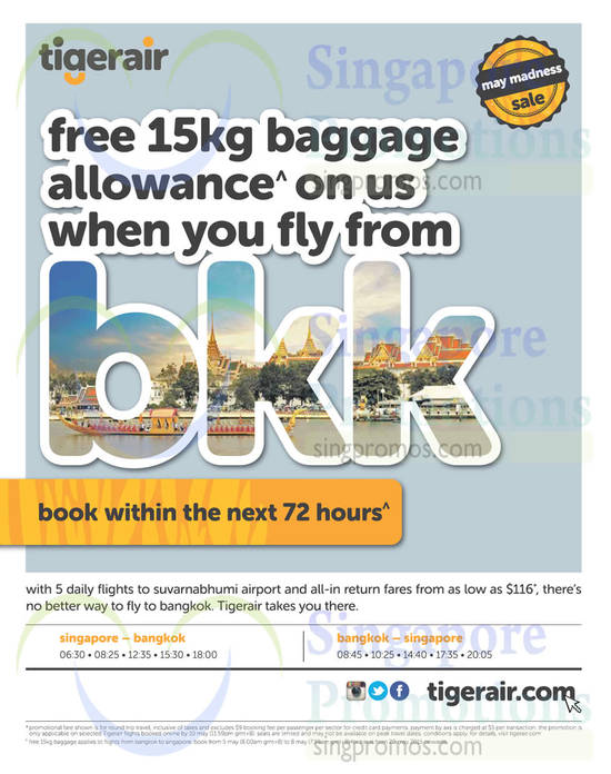 5 May 15kg Baggage Allowance from BKK