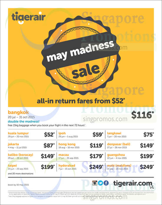 5 May Selected Destinations Airfares