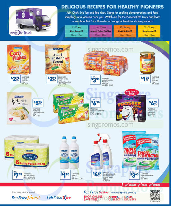 8 May Groceries Corn Flakes, Cereal, Noodles, Kaya, Kitchen Towels, Laundry Stain Remover, Detergent Powder, Fish Fillets, Ice Cream