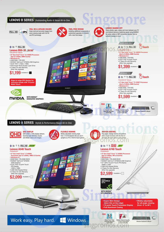 AIO Desktop PCs, B50-30, A540, A740