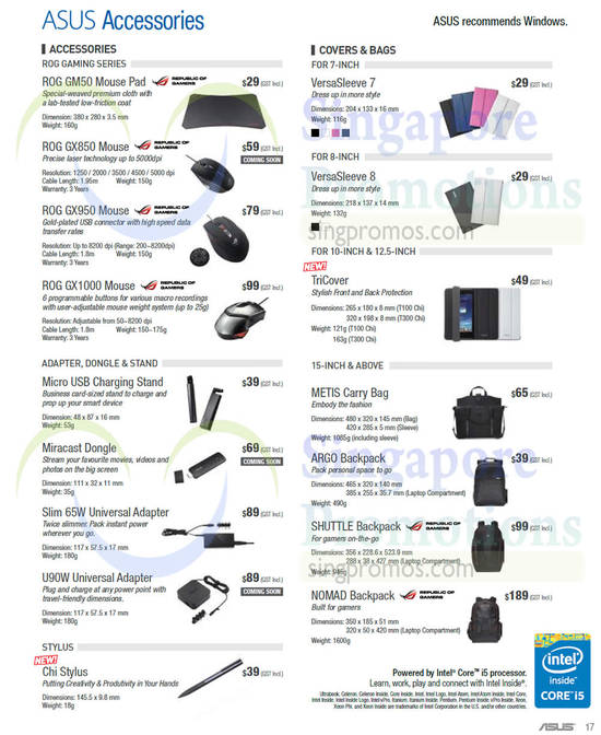 Accessories Covers, Bags, Mouse, Sleeves, Adapters