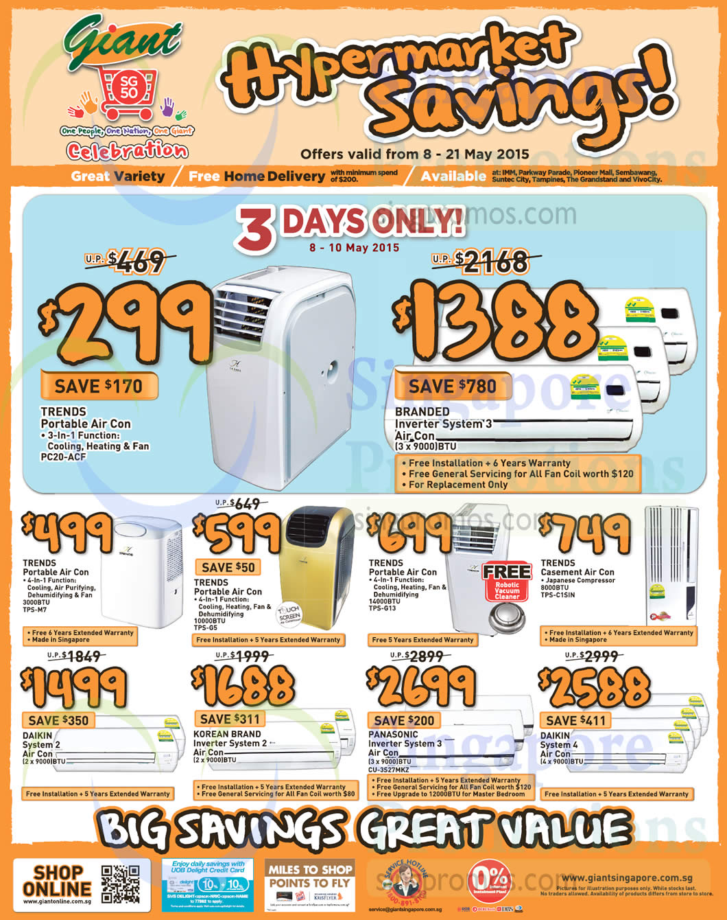 Featured image for Giant Hypermarket Air Conditioners, Fans & More Offers 8 - 21 May 2015