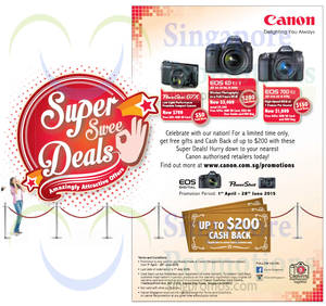 Featured image for (EXPIRED) Canon Digital Cameras Up To $200 Cashback Offer 1 Apr – 28 Jun 2015