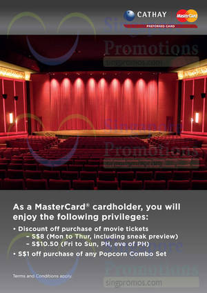 Featured image for Cathay Cineplexes $8 Discounted Tickets For Mastercard Holders 18 May – 31 Dec 2015