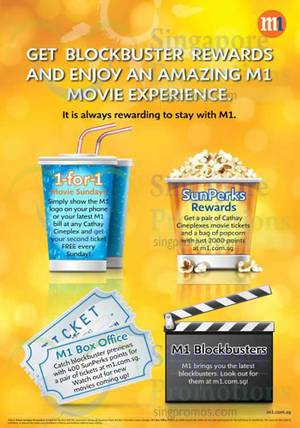 Featured image for Cathay Cineplexes 1-for-1 Movie For M1 Customers (Sundays) 24 May – 7 Jun 2015