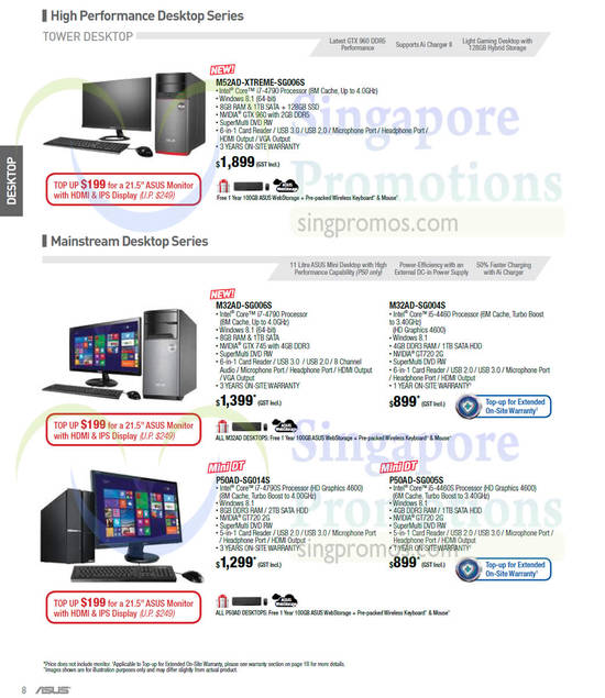 Desktop PCs High Performance Desktop, Mainstream Desktop Series