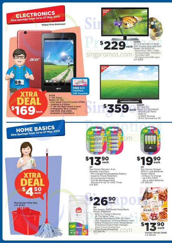 Electronics, Home Basics, TVs, Tablet, Batteries, Household Products, GP, Acer, Akira, Sharp