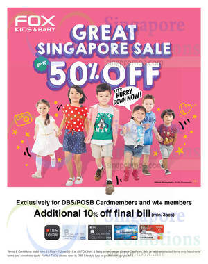Featured image for Fox Kids & Baby 10% Off For DBS/POSB Cardmembers 21 May – 7 Jun 2015