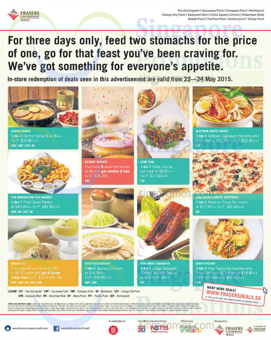 Frasers Centrepoint Malls Dining Deals 21 May 2015