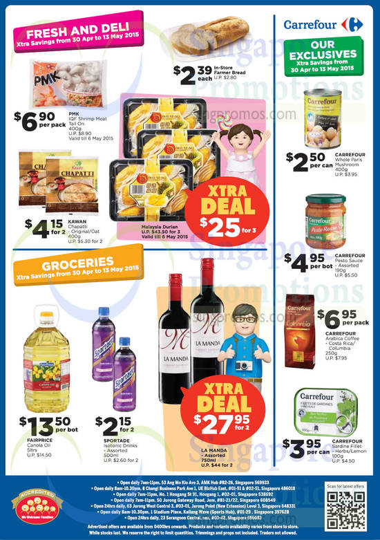 Fresh n Deli, Groceries, Carrefour Exclusives, Wine, La Manda, FairPrice, PMK