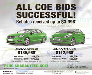 Featured image for Hyundai Sonata VIII & Elantra Elite Offers 23 May 2015