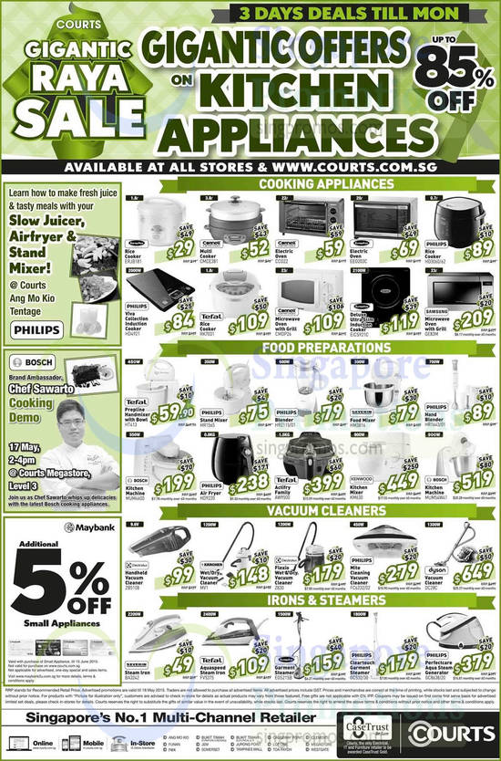 Kitchen Appliances, Ovens, Rice Cookers, Vacuum Cleaners, Garment Steamers, Cornell, EuropAce, Tefal, Philips