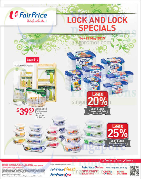 Lock and Lock Specials, Freezer Lock Sets, Glass Containers, HPL949S4, 4Pc Seasoning Case Set