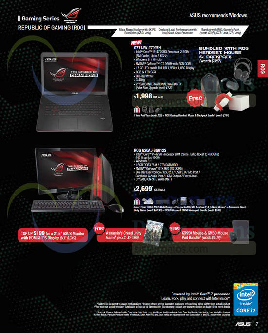 Notebooks Gaming Series, Republic of Gaming, G771JW-T7097H, ROG G20AJ-SG012S