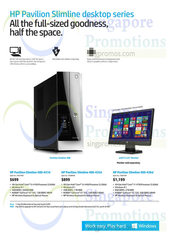 Pavilion Slimline 400 Series Desktop PCs