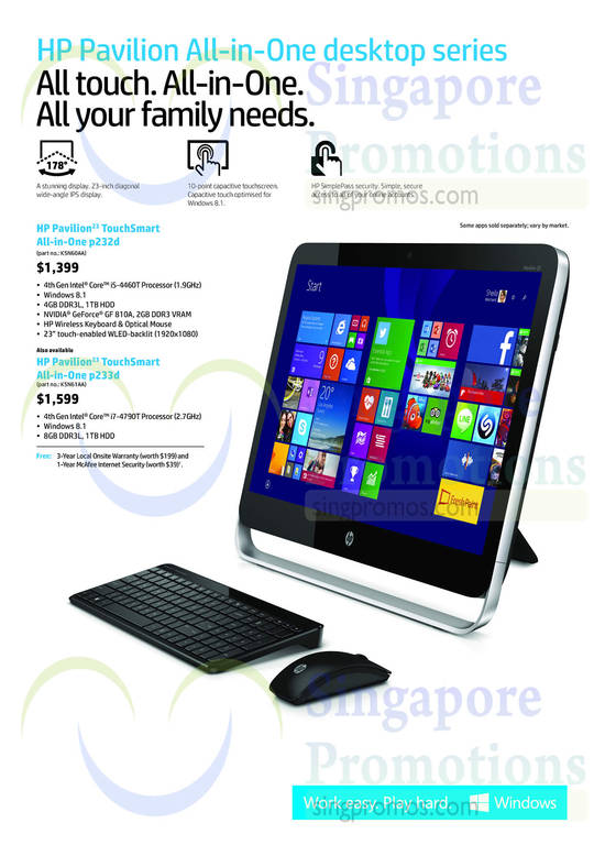 Pavilion TouchSmart Series AIO Desktop PCs