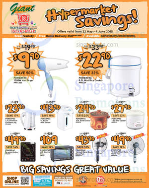 Featured image for Giant Hypermarket Appliances, TVs, Electric Scooters & More Offers 22 May – 4 Jun 2015