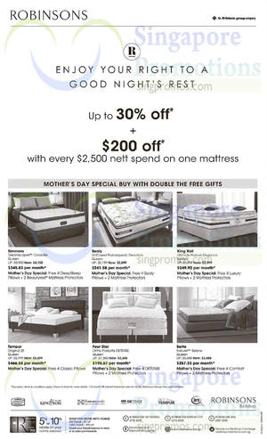 Featured image for Robinsons Mattresses Offers 8 May 2015