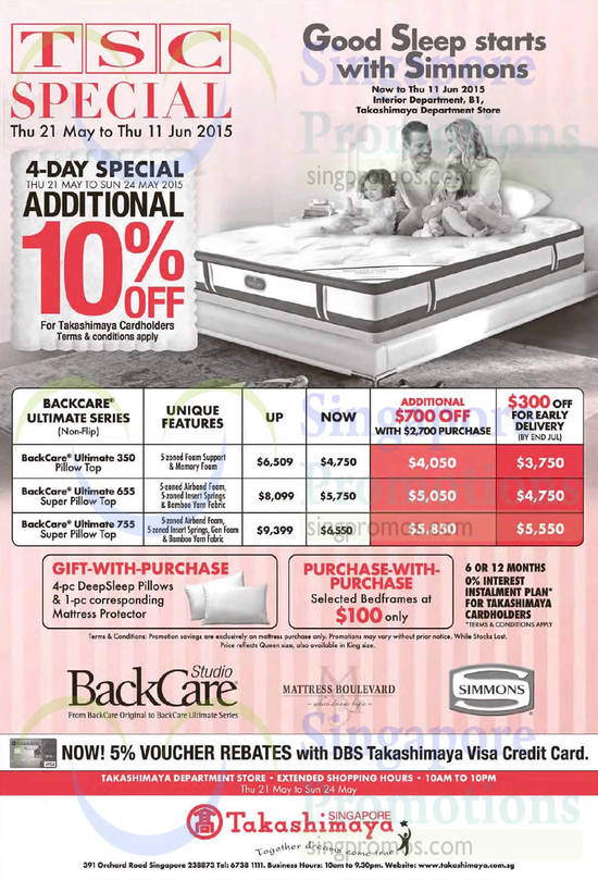 Simmons BackCare Ultimate Series Mattresses, BackCare Ultimate 350, BackCare Ultimate 655, BackCare Ultimate 755