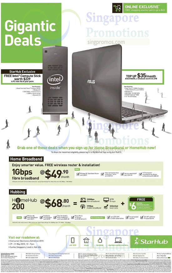 Starhub Roadshow, Free Intel Compute Stick, ASUS R455LJ Notebook, 1Gbps Fibre Broadband, HomeHub 200