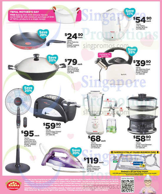 Tefal Kitchen Appliances, Wok, Kettles, Fan, Iron, Blender, Food Steamer, Toast n Egg Toaster