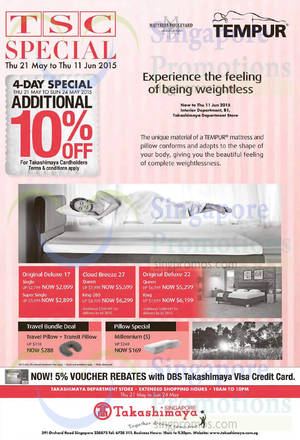 Featured image for (EXPIRED) Takashimaya Mattresses Special Offers 21 May – 11 Jun 2015