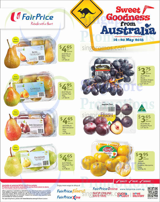 (Till 20 May) Australia Pears, Plums, Mandarins, Grapes