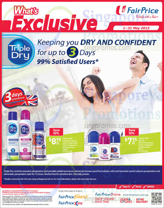 Triple Dry Deodorant Sprays, Roll Ons