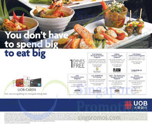 Featured image for UOB 1 for 1 & 1 Dines Free Dining Offers 20 May 2015