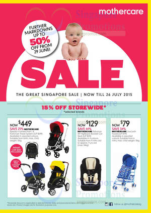 Featured image for Mothercare Up To 50% Off Further Markdowns Sale 30 Jun – 26 Jul 2015