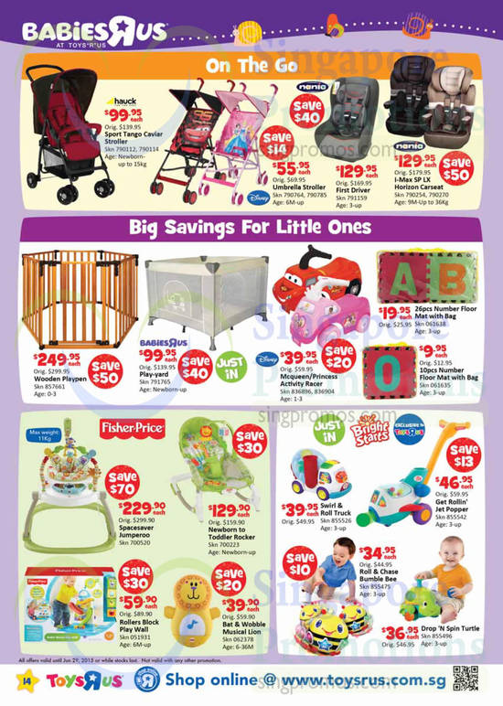 Babies R Us Strollers, Carseats, Rocker, Play Yard, Activity Racer, Number Floor Mats, Babies Toys, Disney, Nania, Hauck, Fisher Price