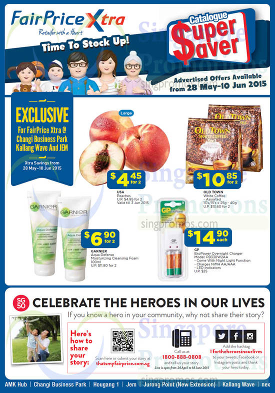 Catalogue Super Saver Groceries, Food Items, Charger, Cleansing Foam, Fruits, Peaches, Old Town, GP, Garnier