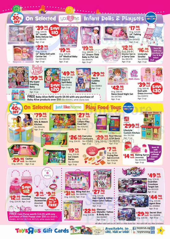 Girls Accessories Toys, Play Food Toys, Infant Dolls, Playsets, Pink Poppy, Baby Alive, Step 2, Nerf Rebelle, Just Like Home