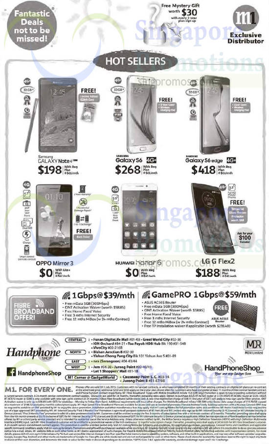 Handphone Shop Samsung Galaxy Note 4, S6, S6 Edge, Oppo Mirror 3, Huawei Honor 6, LG G Flex 2