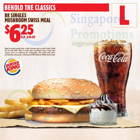 L 6.25 BK Singles Mushroom Swiss Value Meal