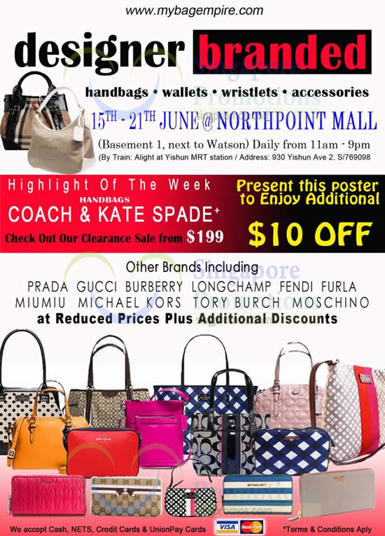 MyBagEmpire Branded Handbags & Accessories Sale @ Northpoint 15 – 21 Jun  2015