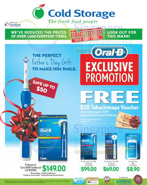 Featured image for (EXPIRED) Oral-B Spend $69 & Get Free $20 Taka Voucher @ Cold Storage 13 – 18 Jun 2015