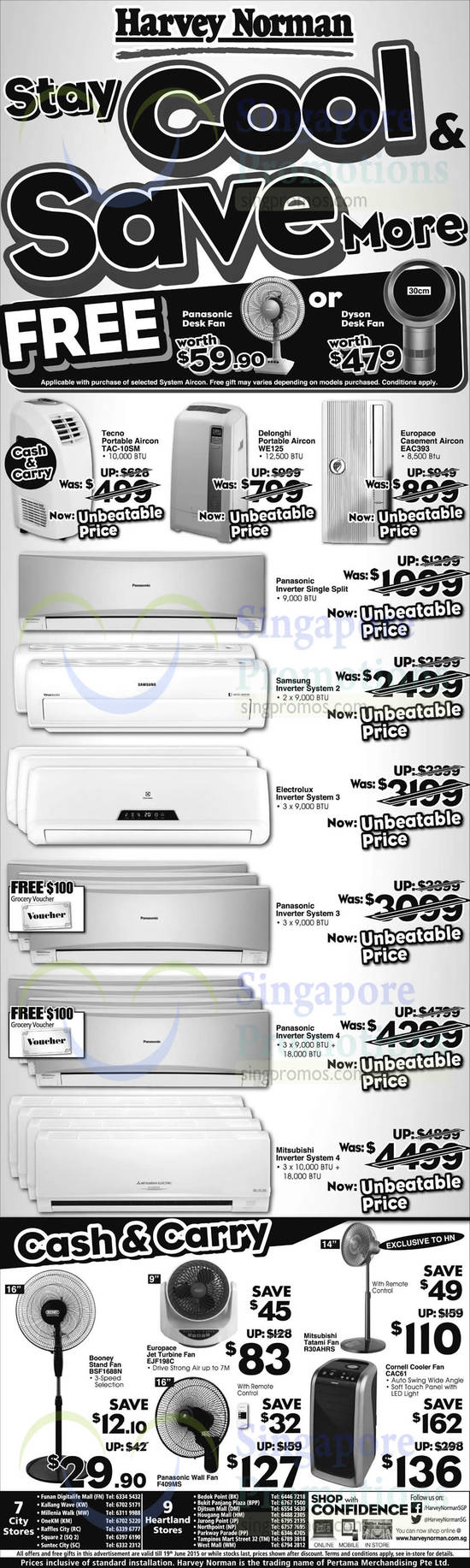 Portable Air Conditioners, Air Conditioners, Fans, Europace, Panasonic, Mitsubishi, Cornell, Delonghi, Tecno