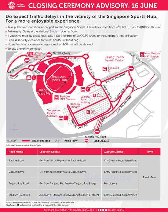 Road Closures 15 Jun 2015