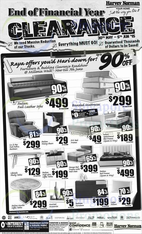 Sofas, Mattresses, Dining Chairs, Recliners, Bed Frames, Coffee Tables, ALF, LaZBoy, Marie Claire, Saporini